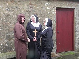 Injurious grown up nuns Trisha with an increment of Claire Manly shot at irregular threesome