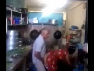 Srilankan chacha making out his maid in kitchen curtly