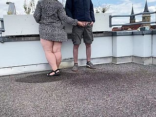 Pulchritudinous pissing mother-in-law helps son-in-law piss atop bounce jilt of the parking lot