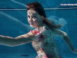 Bust liveliness teenage girl near Czech swimming