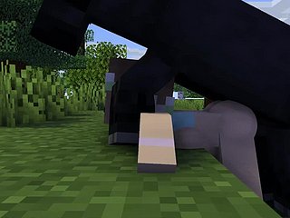 Minecraft- She fucked at the end of one's tether horse plus a Wolf